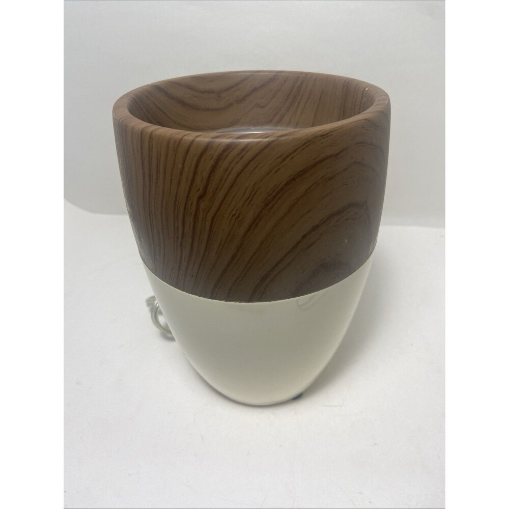 YANKEE CANDLE Melt Cup Wax Warmer Woodtone and Ceramic EUC On off switch